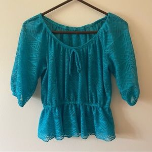 Turquoise Blue Boho Top